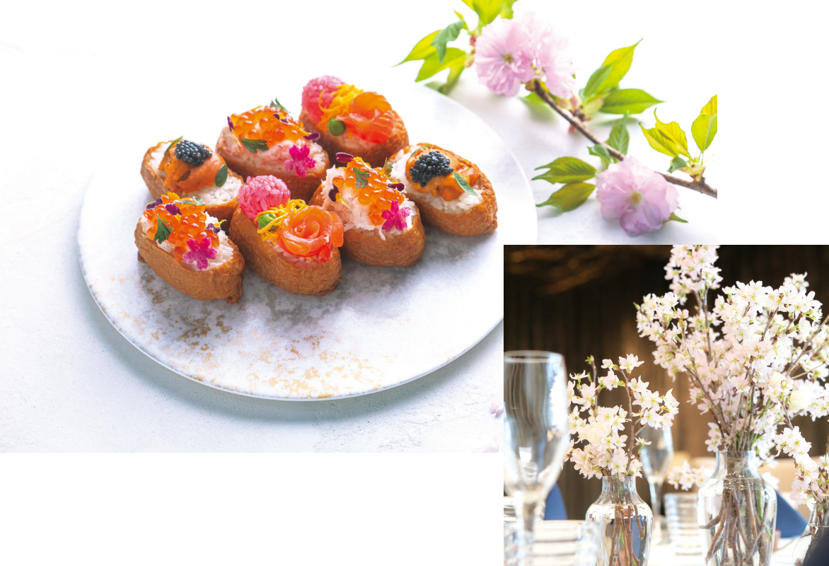 はじめてのデートの思い出桜の下のいなり寿司